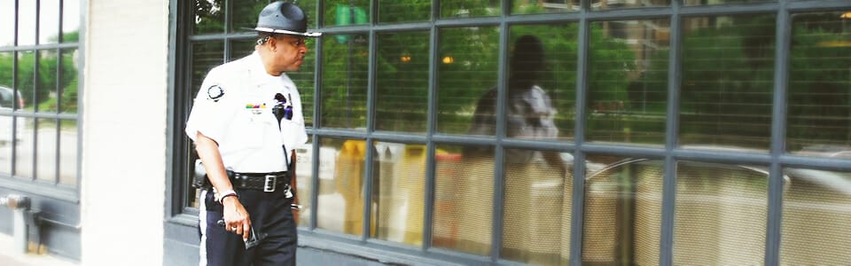 Chesley Brown Unarmed Security Officer Patrolling Shopping District