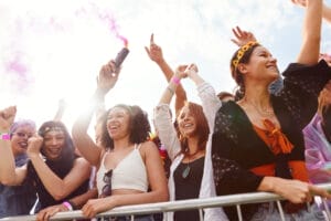 festival security - concert goers having a great time at a festival