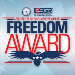 Freedom Award for support of employees who serve in the National Guard and Military Reserves